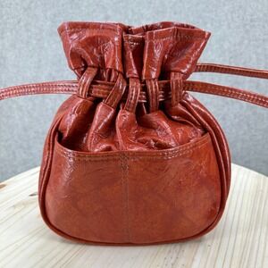 VTG Sprayberry Bass Mfg Co Abilene Texas Leather Drawstring Pouch Bag Orange‎